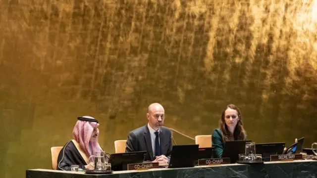 Suudi Arabistan Dışişleri Bakanı Faysal bin Ferhan Al-Suud, Fransa Dışişleri Bakanı Jean-Noel Barrot, 29 Temmuz'da BM'deki Filistin Konferansı'nda basın toplantısı düzenlemişti