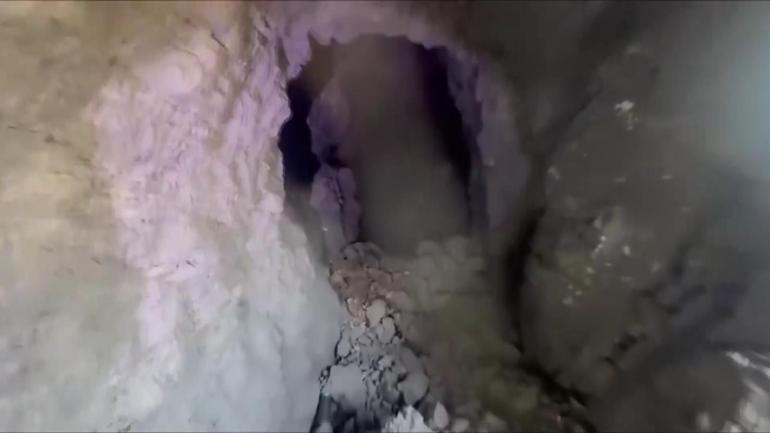 İŞTE 1800 METRELİK 33 ODALI MAĞARA Terör Örgütü PKKnın kullandığı mağara görüntülendi