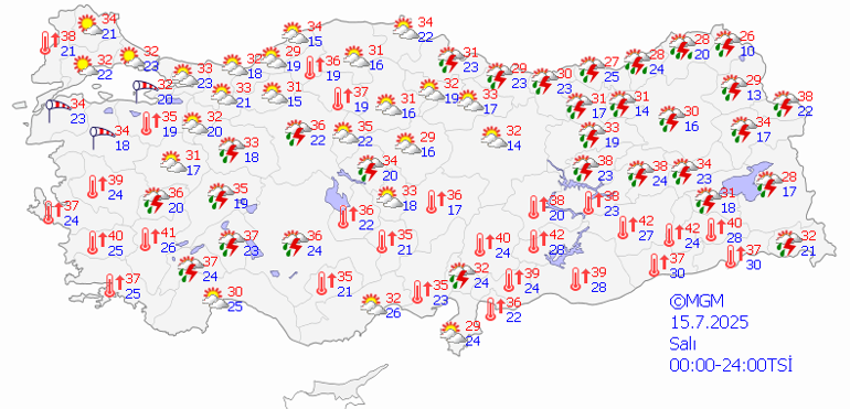 Son Dakika Sağanak Yağış Uyarısı Meteorolojiden İl İl Hava Durumu Tahminleri (15 Temmuz 2025)