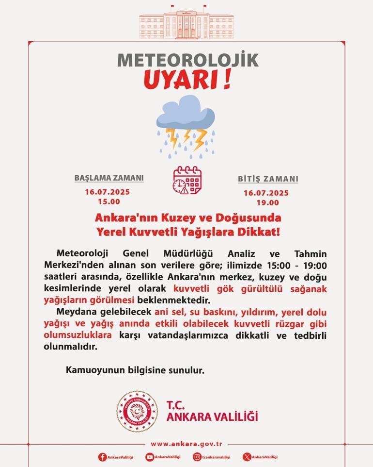 Meteorolojiden fırtına alarmı: Gök gürültülü sağanak ve sel tehlikesi kapıda Valilik saat vererek uyardı