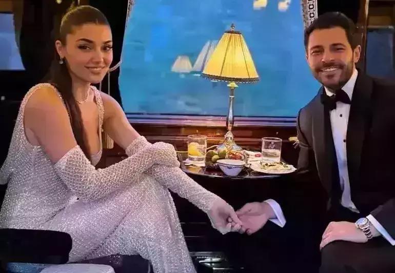 Hande Erçel Lübnandaki düğüne güzelliğiyle damga vurdu Hakan Sabancı detayı dikkat çekti