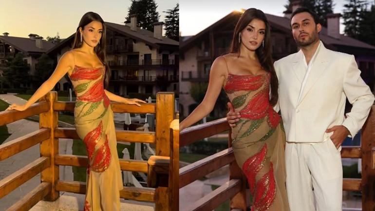 Hande Erçel Lübnandaki düğüne güzelliğiyle damga vurdu Hakan Sabancı detayı dikkat çekti