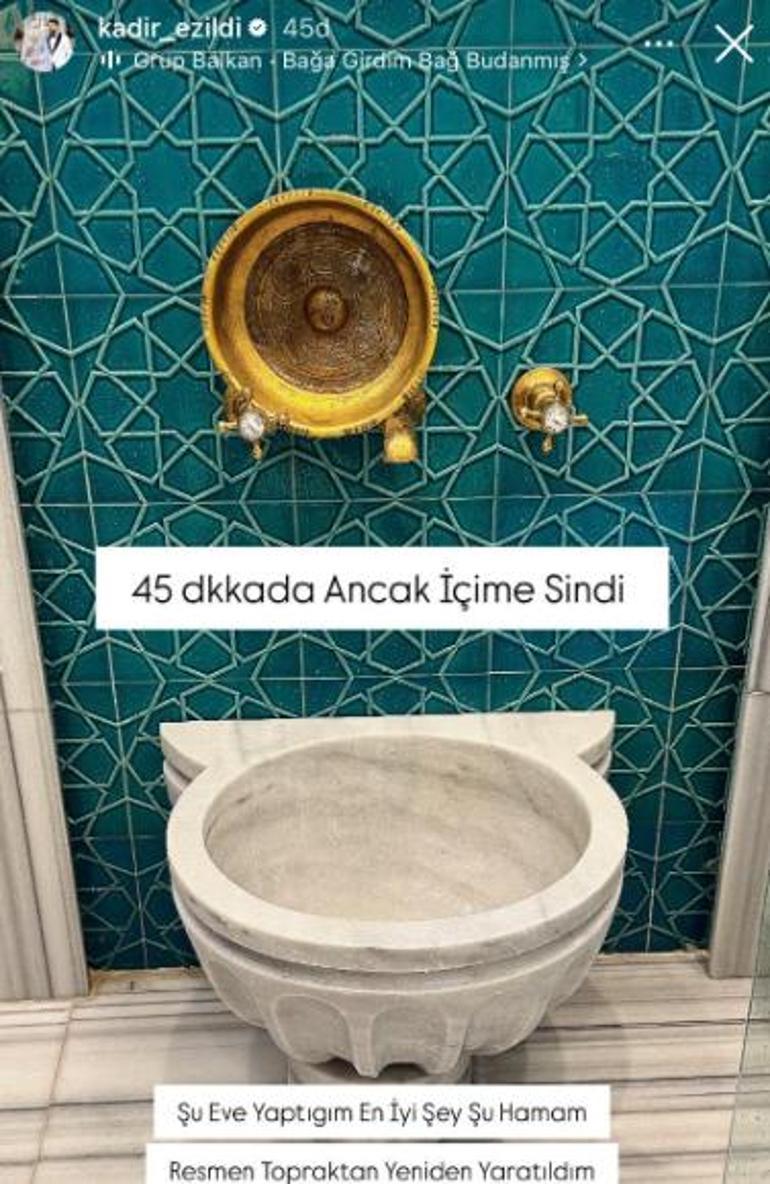 Kadir Ezildi balayından döndü, evinden paylaşım yaptı Lüks hamam sosyal medyaya damga vurdu