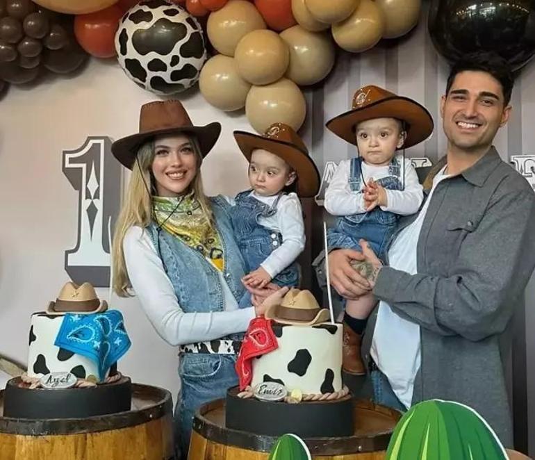 Derya Tunaya doğum günü sürprizi Sevimli ikizlerin gözü pastada kaldı