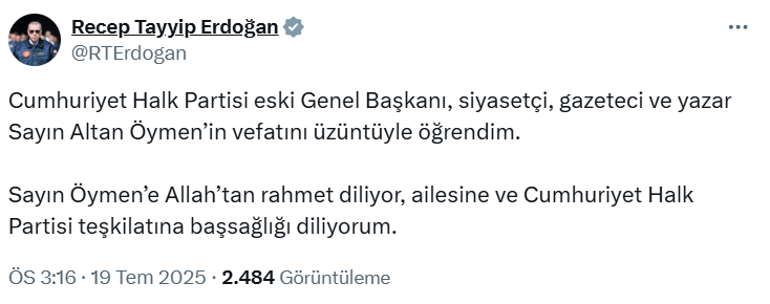 Son dakika: Altan Öymen hayatını kaybetti