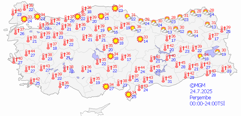 SON DAKİKA: 24 TEMMUZ İL İL HAVA DURUMU | Sıcaklıklar Ne Zaman Düşecek Meteorolojiden Cuma Günü İçin Kritik Uyarı