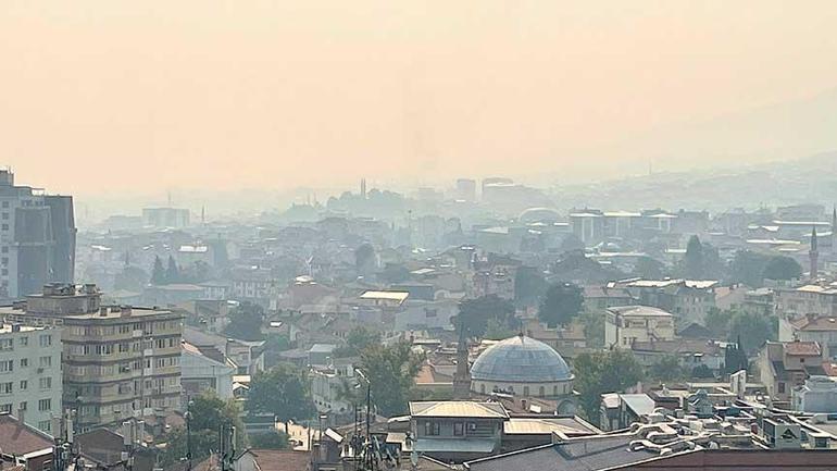 Son dakika... Bilecikteki orman yangınının dumanı Bursaya ulaştı Kente sis tabakası çöktü
