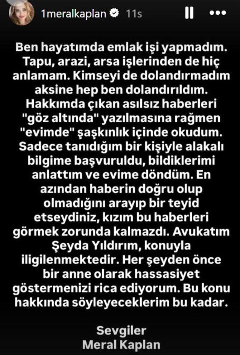 Oyuncu Meral Kaplan hakkında dolandırıcılık iddiası Sosyal medyadan açıklama yaptı