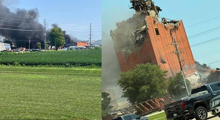 ABDde pelet fabrikasında şiddetli patlama: Bina çöktü, 3 kişiye ulaşılamıyor