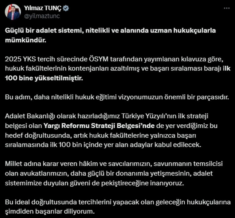 Hukuk bölümünde yeni dönem: Başarı sıralaması şartı Detaylar açıklandı