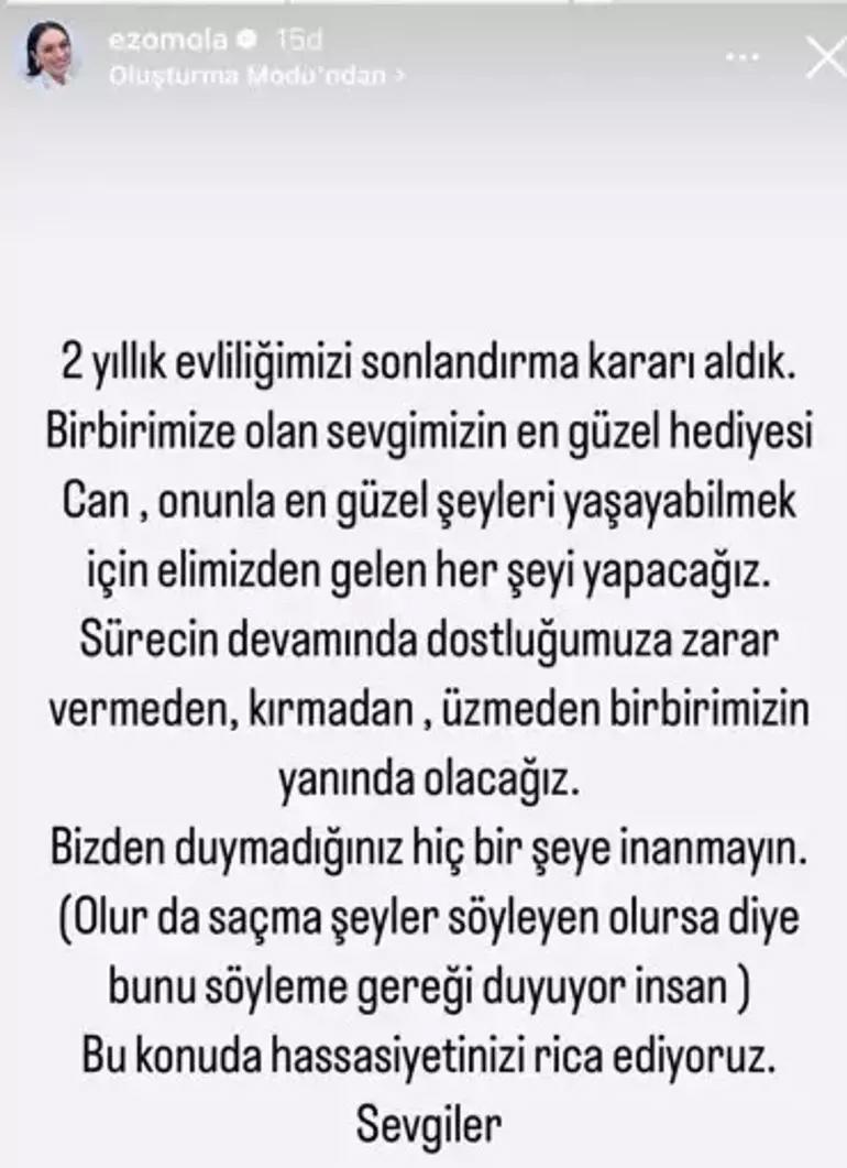 Ezgi Mola boşandı Küs olduğu arkadaşı Enis Arıkan ile barıştı mı